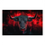 Powerful black bull portrait on canvas with fiery red haze
