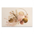 Golden Balance Canvas Print: boho abstract composition with spheres, pampas grass, dried botanicals, and a golden ring on a warm beige background.