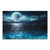Moonlit ocean landscape canvas with a luminous full moon reflecting on teal and aquamarine water