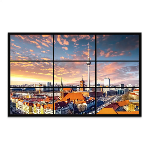 Berlin skyline canvas print featuring the Berlin TV Tower at sunset in a multi-panel grid