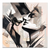 Soft Kiss abstract canvas artwork showing two faces in profile with bold black strokes on a white and grey background, accented by blush pink.