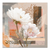 Two white and blush-pink peony-inspired flowers on a muted abstract canvas background.