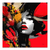 Red abstract canvas art featuring a stylized woman's portrait with floral accents in bold red, black, white, and gold.