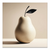Minimalist sculptural pear on cream and beige canvas with a black stem