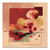 Scarlet Bloom abstract canvas wall art featuring scarlet berries on vines with a gold sphere in a square format