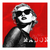 Bold black-and-white halftone Madonna portrait on red square canvas wall art