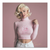 Glamorous Marilyn Monroe-inspired pop art portrait on a blush pink canvas
