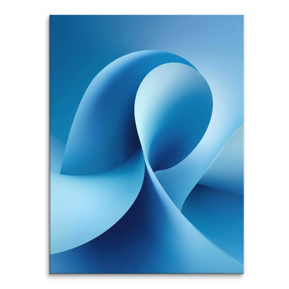 Blue Wave abstract canvas art with deep navy to sky blue gradients