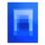 Abstract cobalt blue geometry canvas wall art with layered rectangular shapes in deep cobalt to light sky blue, portrait orientation.