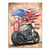Silver Harley motorcycle on Route 66 canvas wall art with a distressed brown background