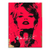 Graphic Brigitte Bardot portrait on red canvas wall art with bold black outlines and gold accents