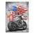 Harley-Davidson motorcycle at center of a Pop Art canvas print with vintage Americana collage