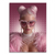 Glamour Girl canvas print featuring a pink-haired fashion portrait with rhinestone heart sunglasses and a pink feather boa on a pink patterned backdrop