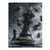 Dominant black chess king cracked with golden energy against a dark stormy sky