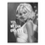 Black-and-white canvas wall art featuring a confident blonde woman with a bandana and revolver