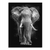 Black and white portrait of an African elephant on canvas with a smoky background