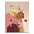 Slender dark branch with golden, bronze, and terracotta leaves rising among overlapping circles on a muted beige background.