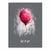 Portrait canvas print of a vibrant red balloon with watercolor-splatter textures on a dark grey background, featuring the let it go text at the bottom.
