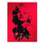 Marilyn Monroe pop art portrait on bold red background with black features and gold GLAMOUR lettering.