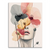 Close-up of a feminine portrait blended with translucent pastel flowers on a creamy canvas.