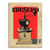 Vintage mid-century style canvas art featuring a black coffee grinder with brown beans on a bold red panel
