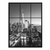 Black and white panoramic view of New York City skyline at night featuring One World Trade Center and illuminated skyscrapers reflected in dark water, presented as a multi-panel canvas print.