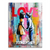 Canvas print of two children kissing with graffiti style background and bold LOVE lettering