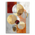 Abstract canvas print with overlapping metallic circles in gold, silver, and bronze on a segmented grey background