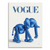 Royal blue balloon elephant canvas painting with Vogue logo on white background