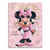 Minnie Mouse in a pink dress with sunglasses on rose-pink canvas wall art in pop art fashion style.