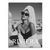 Black and white canvas print of a glamorous woman wearing oversized sunglasses on a sunlit European rooftop with a blurred city skyline