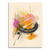 Portrait canvas wall art with bold black and white gestural strokes and orange and pink accents on a warm beige background