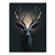 Majestic deer canvas art with front-facing head and warm amber backlighting against a dark background