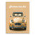 Front-facing illustration of a light yellow Citroën 2CV on a warm beige background, retro canvas wall art in a graphic design style.