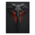 Portrait-oriented mystical elephant canvas art with a geometric low-poly style, dark grey and black tones, and glowing orange-red eyes.