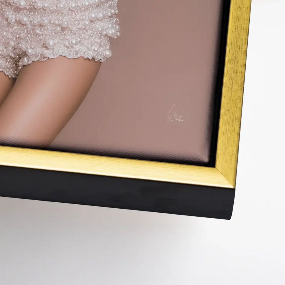 Elegant high-fashion portrait with Hollywood glamour and modern branding.