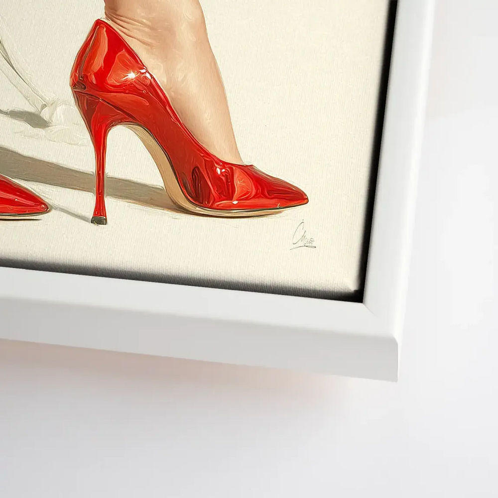 Warm skin tones and red accents in a modern fashion wall art print.