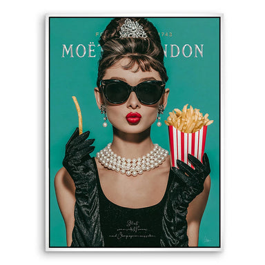 Statement canvas wall art blending cinema icon and french fries