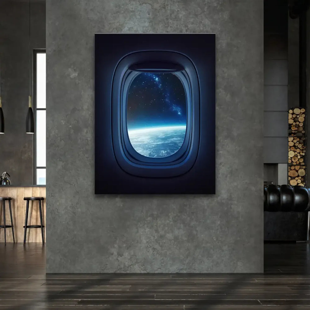 Cosmic blue and purple galaxy scene in canvas wall art