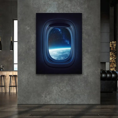 Cosmic blue and purple galaxy scene in canvas wall art