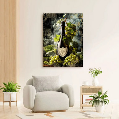 Luxurious wine-themed wall art with a modern industrial chic vibe, suitable for dining rooms and home bars