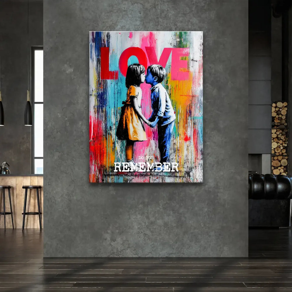 Vibrant pop art inspired wall art featuring street art elements and dripping multicolor background