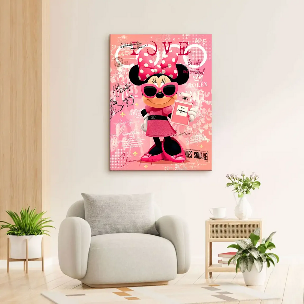 Minnie Mouse Pop Art Canvas - Chanel No. 5 Fashion Wall Art - Image 2