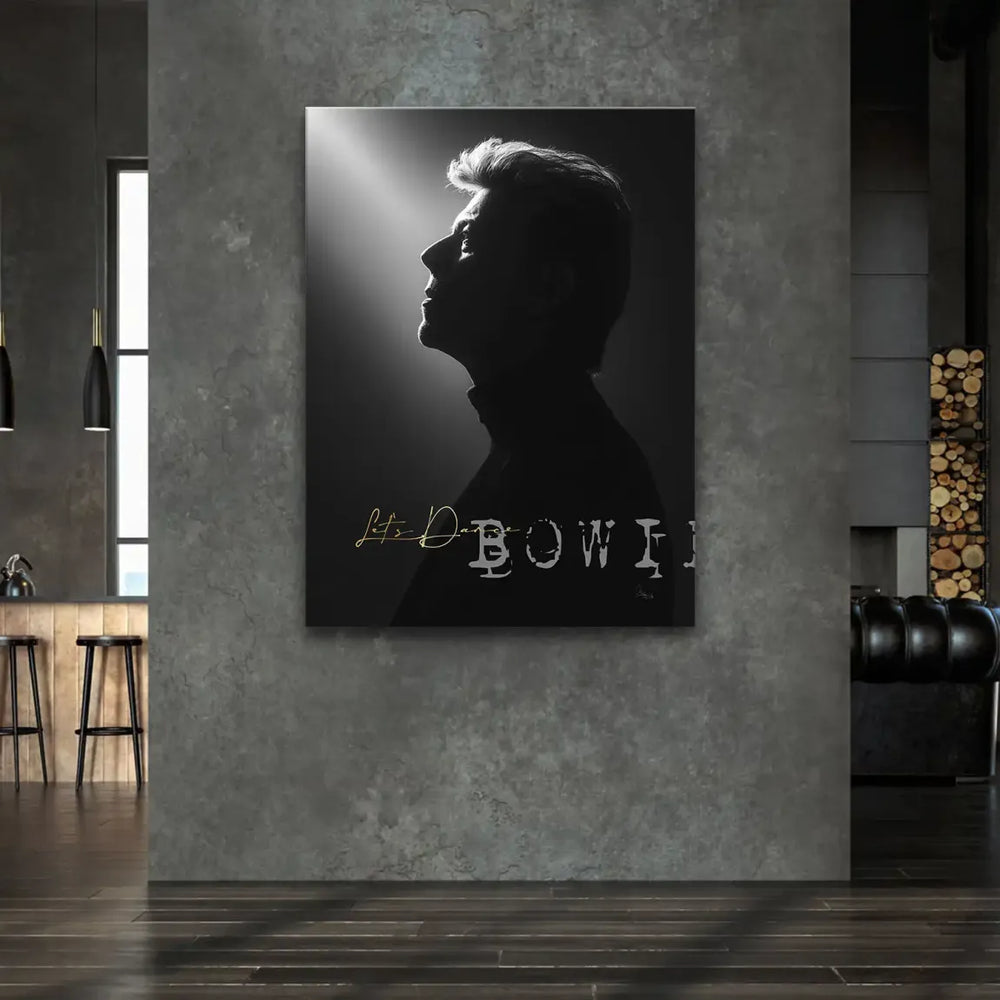 Portrait orientation canvas wall art of musician David Bowie for living room or office