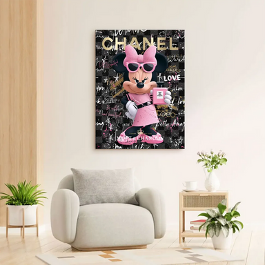Close-up of luxury branding with Chanel, Dior, and Hermes amid pink graffiti on a chic background.