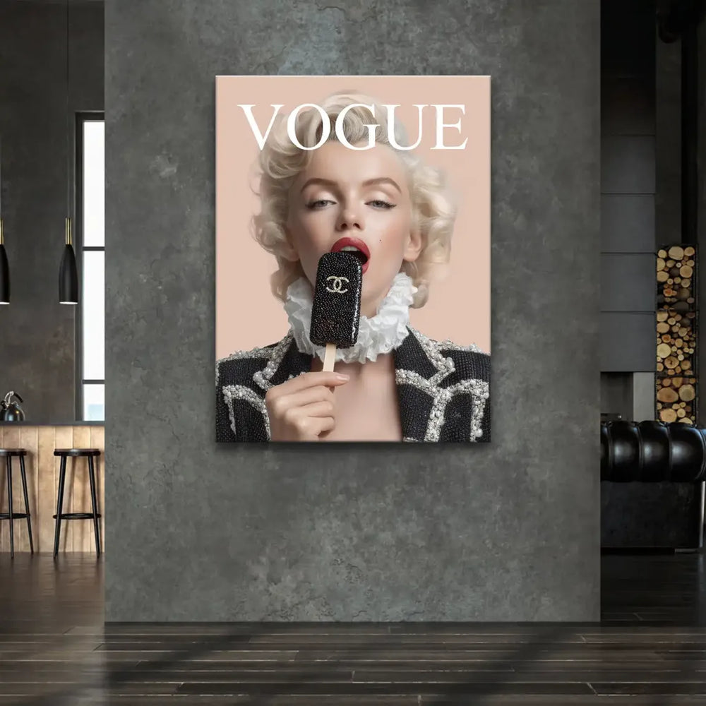 Vogue masthead-inspired artwork featuring Marilyn Monroe in modern pop art style