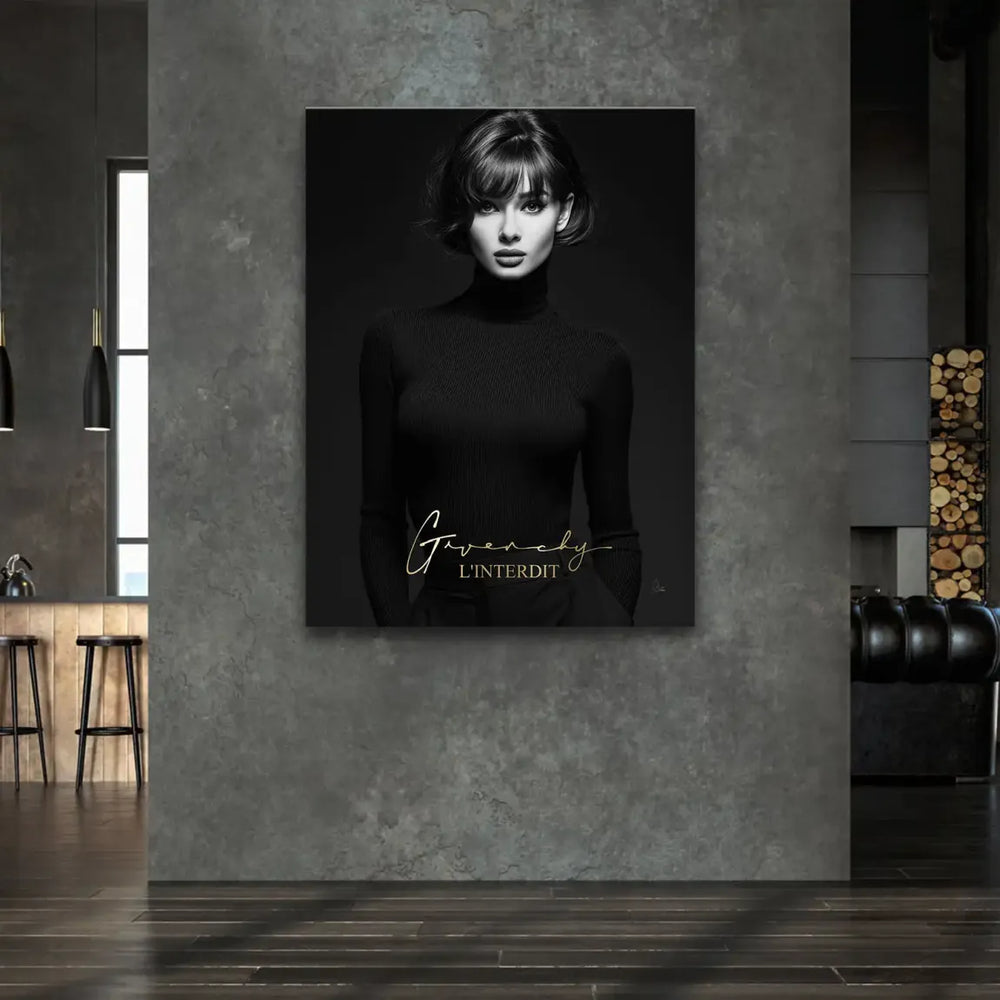 Minimalist couture-inspired portrait on canvas for contemporary interiors