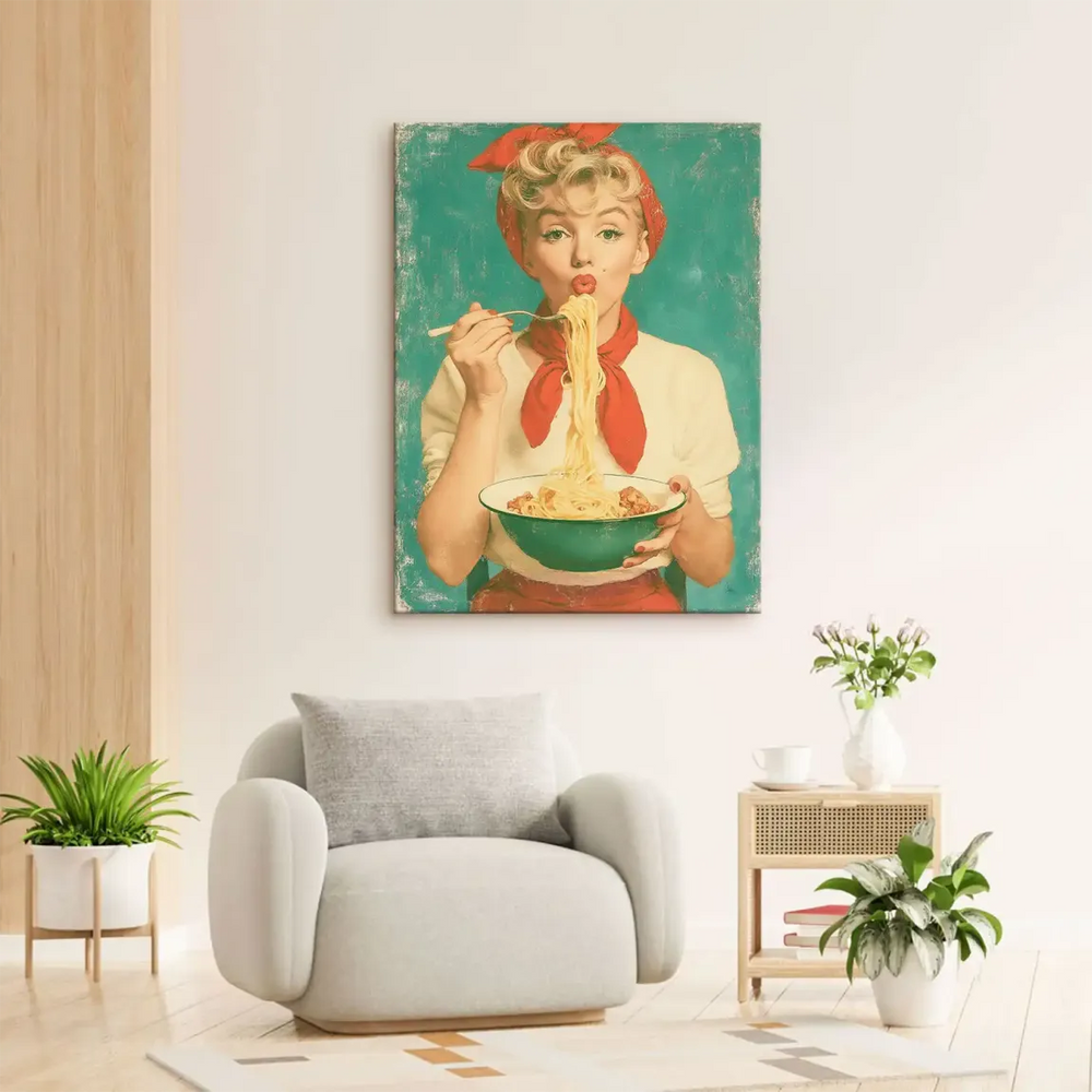 Marilyn with a bold red bandana and retro styling