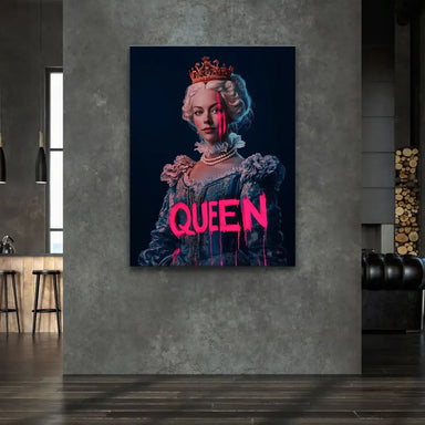 Pop Art style canvas print blending classical portrait with neon graffiti neon elements