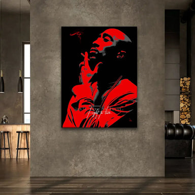 Tupac Shakur illustrated in pop art style suitable for modern bedroom decor